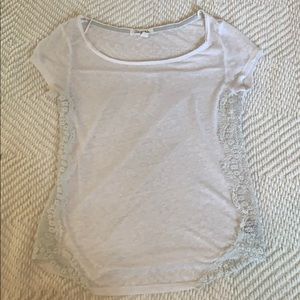 White Tee with Floral Lace